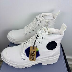 NIB | Palladium Pallabase Twill White Canvas High-Top Sneakers (Size 8.5)